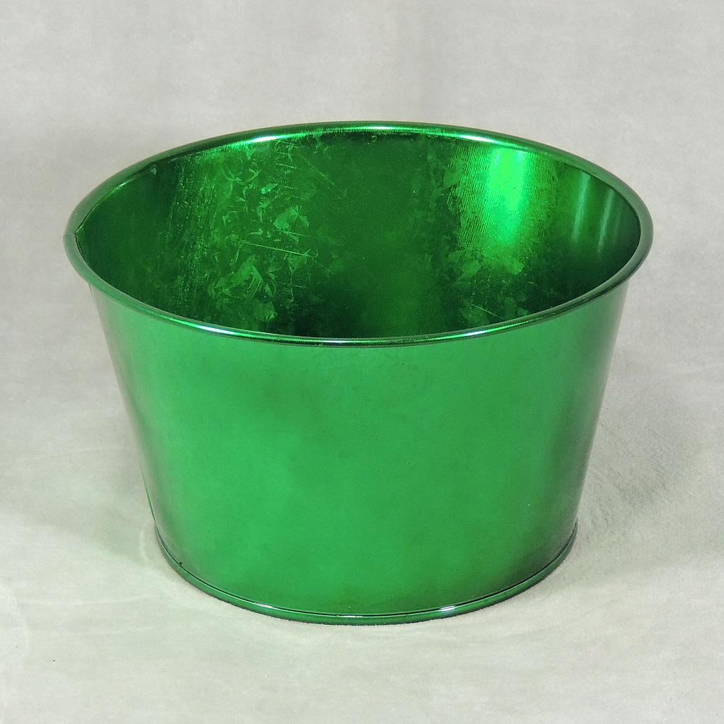 [XR4027-GRN] PLANTER METAL W/LINER 6"Dx4"H GREEN