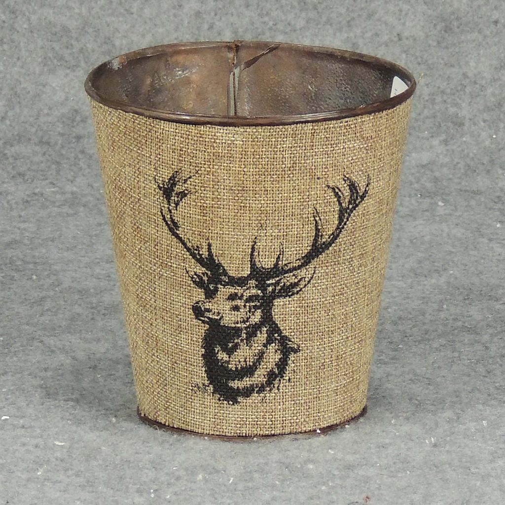PLANTER W/LINER 5" X 5.25"H ELK BURLAP BROWN