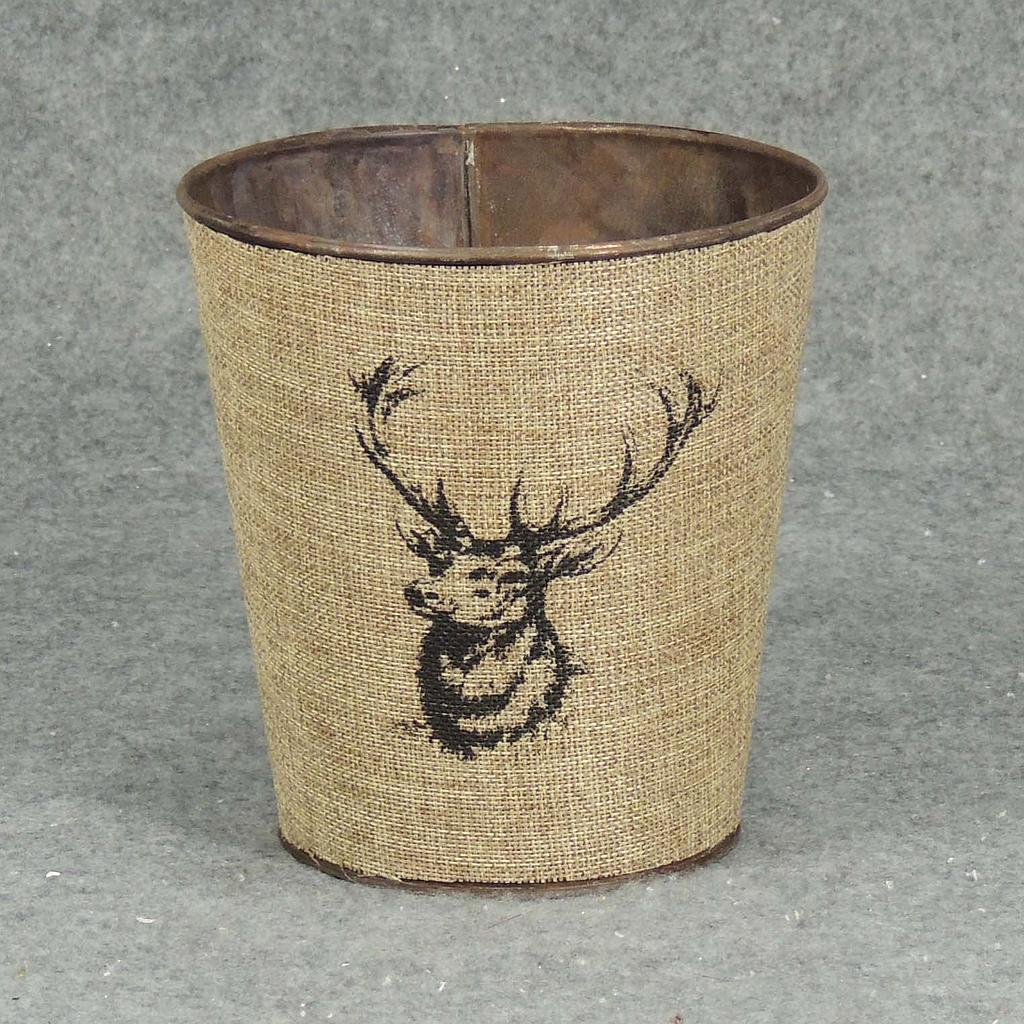 PLANTER W/LINER 5.5" x 6"H ELK BURLAP BROWN