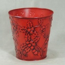 PLANTER METAL W/LINER   RED 6.25"Dx6.25"H