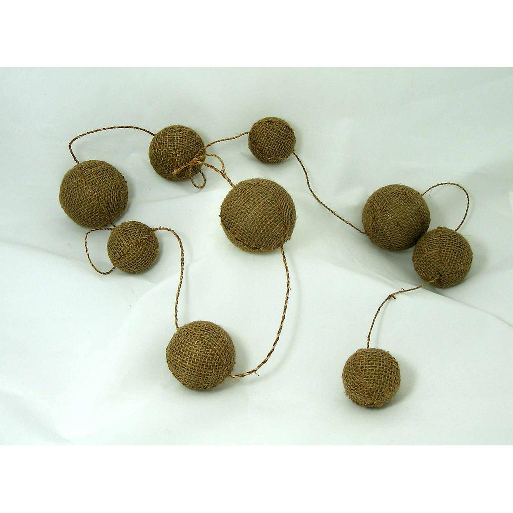 [XE339-NAT] 6' GARLAND W/9 BURLAP BALLS