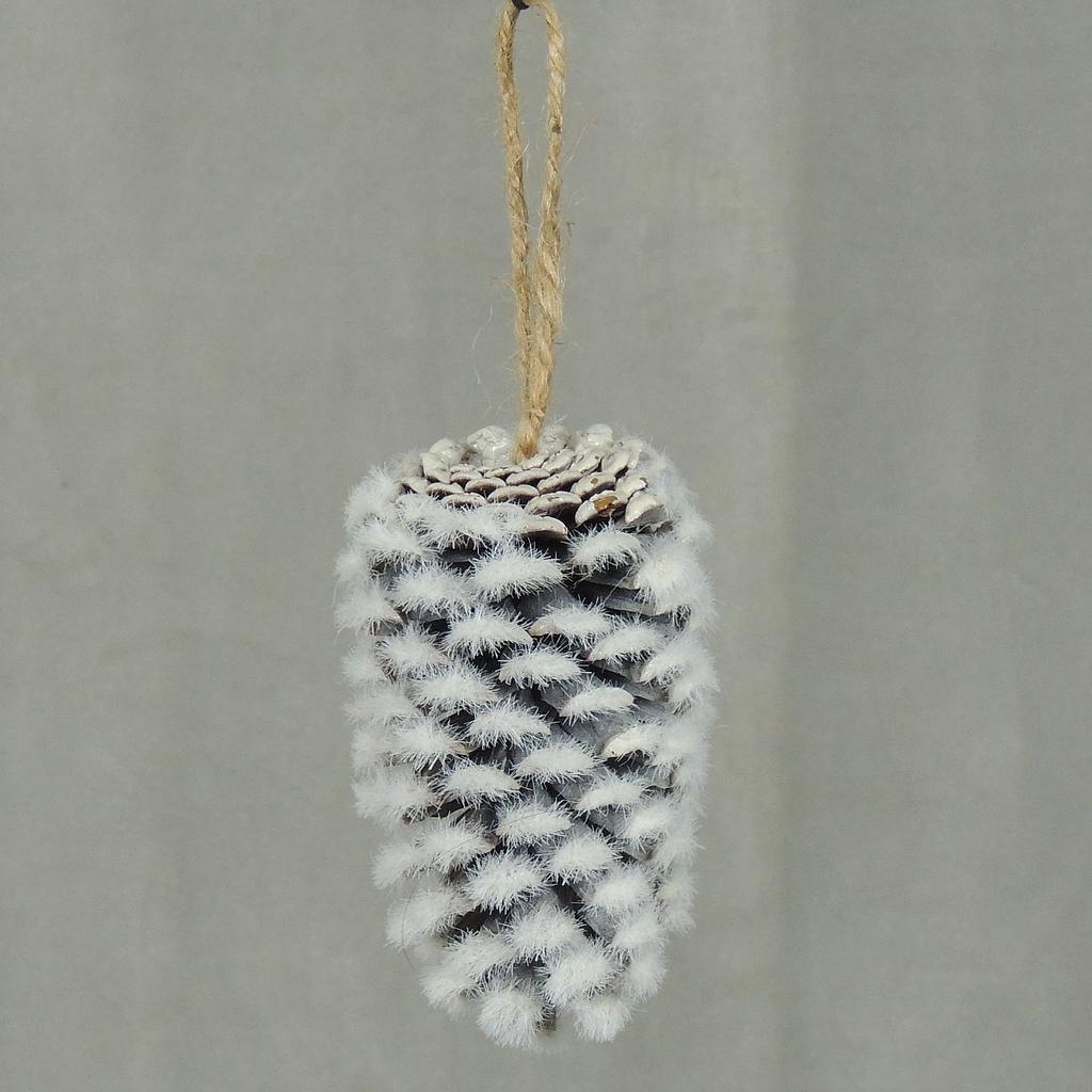 PINE CONE FLOCKED HANGING