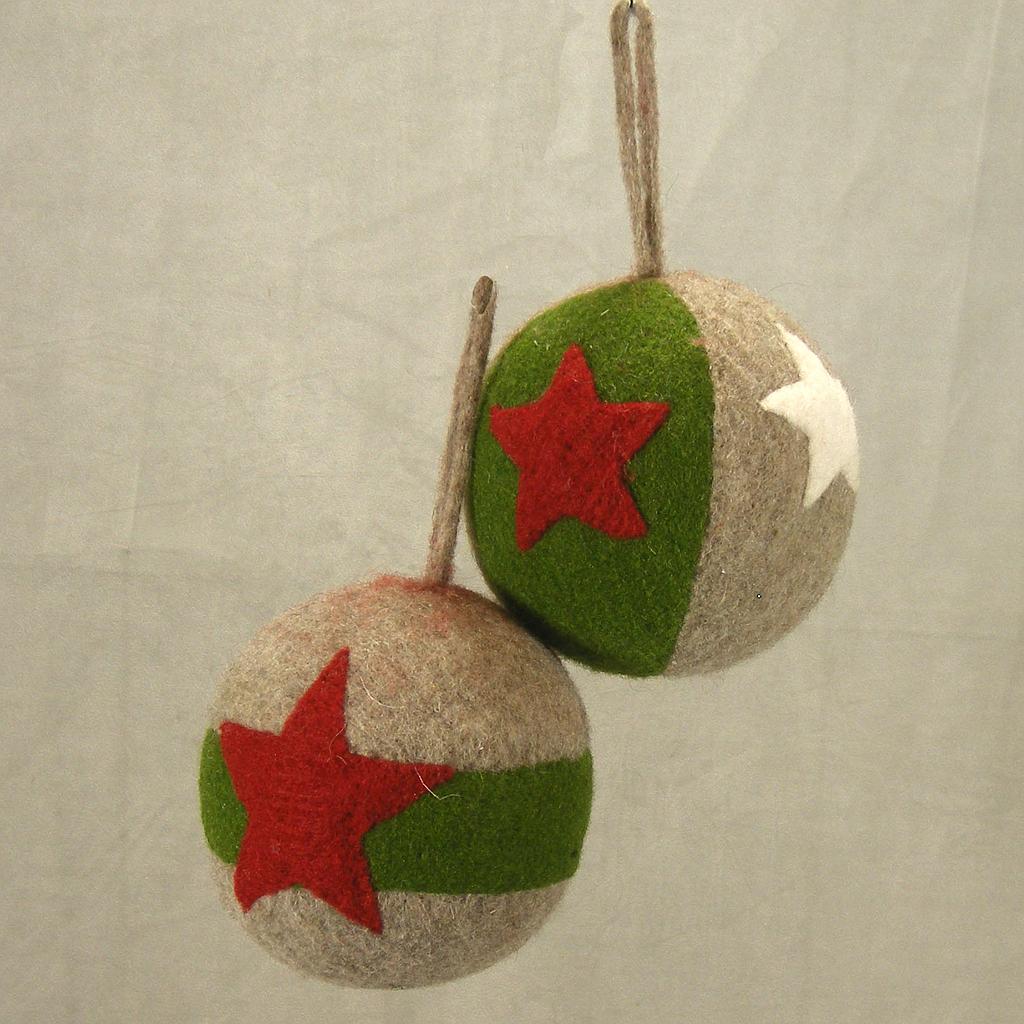 [XJ372-AST] 5" ORNAMENT WOOL BALL 2-ASST