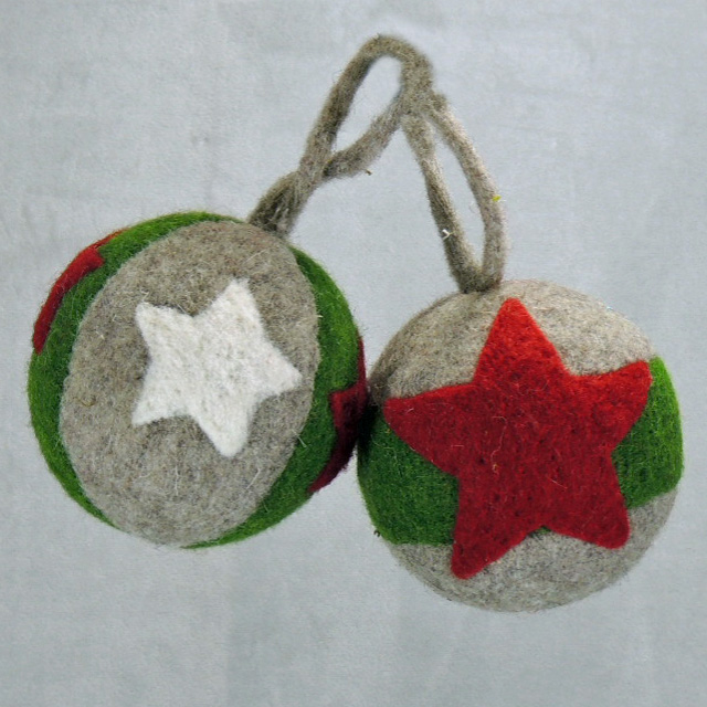 [XJ373-AST] 3.75" ORNAMENT WOOL BALL 2-ASST