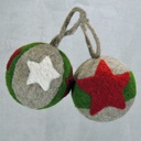 ORNAMENT WOOL BALL 3.75" 2-ASST