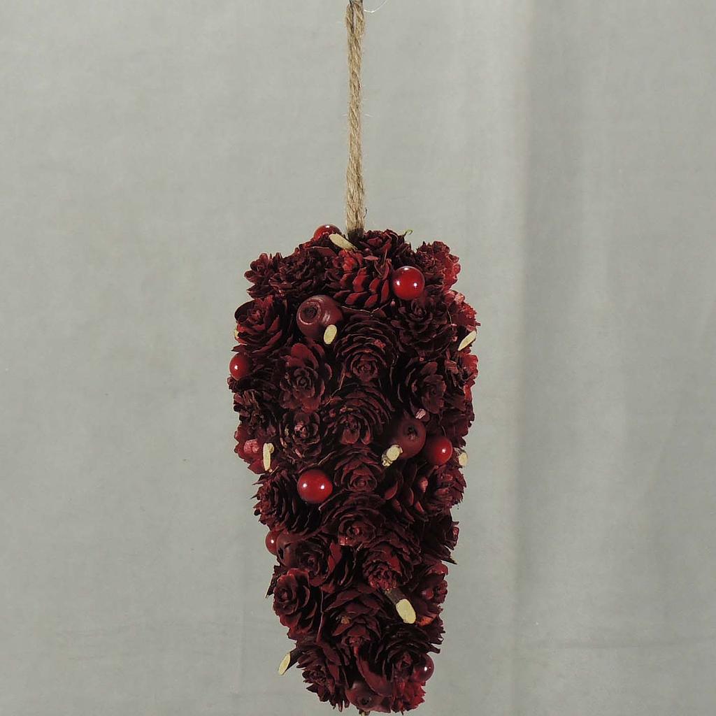 [XJ4025-RED] 6.5" ORNAMENT PINE CONE W/HANGR