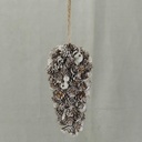 6.5" ORNAMENT PINE CONE W/HANGER WHITE