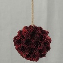 5" ORNAMENT BALL PINE CONE RED