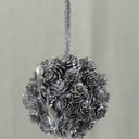 ORNAMENT 5" BALL PINE CONE  SILVER