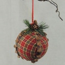 ORNAMENT 6" BALL FABRIC W/PINE