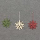 SNOWFLAKE HANGER WOOD 5.5" RED/WHT/GRN 3ASST
