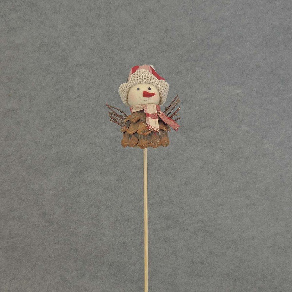 PINE CONE SNOWMAN PICK 16" WIDE PLAID