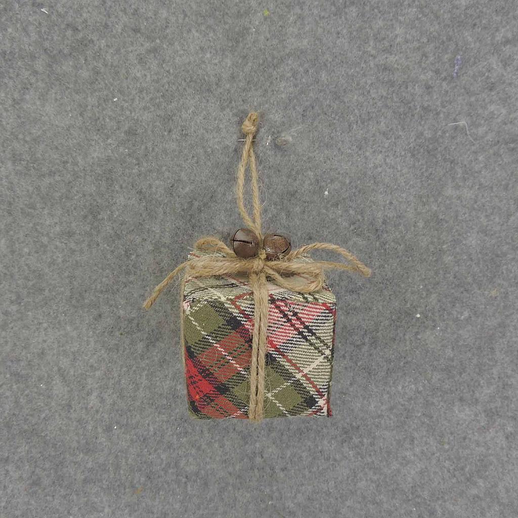 [XJ6014] 2" MINI GIFT BOX PLAID FABRIC