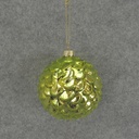 ORNAMENT GLASS ROUND  3.5"  LIGHT GREEN
