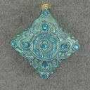 ORNAMENT DIAMOND GLASS 3.5"  BLUE