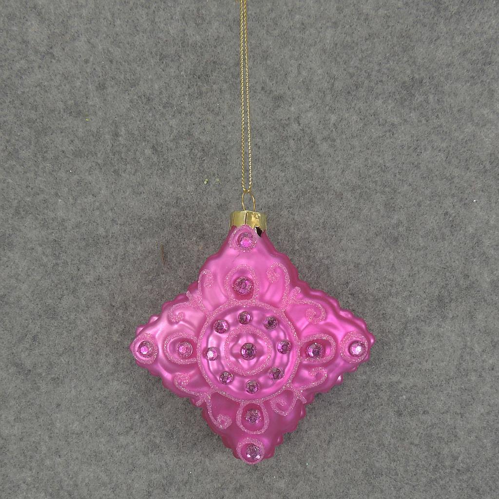 [XM5009-PNK] 3.5" ORNAMENT DIAMOND GLASS PINK