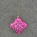 ORNAMENT DIAMOND GLASS 3.5"  PINK