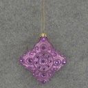 ORNAMENT DIAMOND GLASS 3.5"  PURPLE