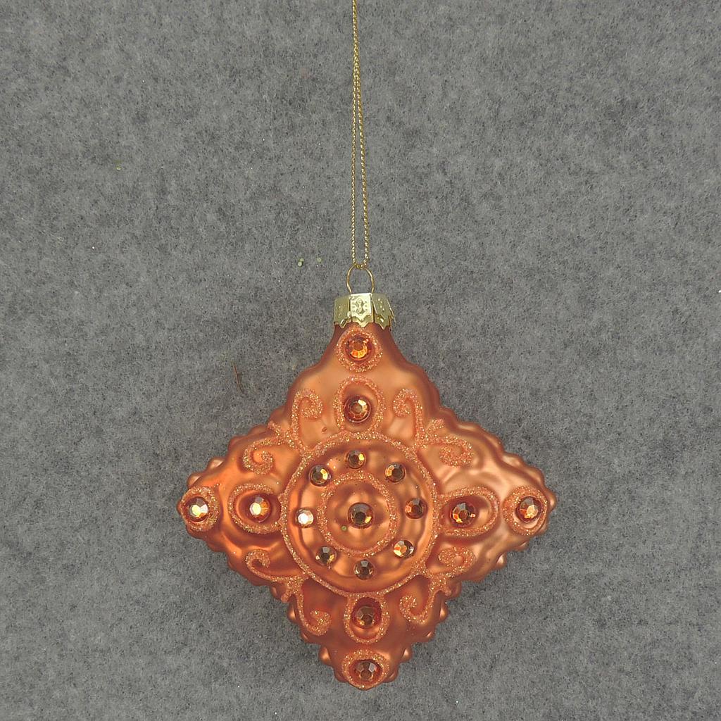 [XM5009-RUS] 3.5" ORNAMENT DIAMOND GLASS RUST
