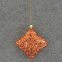 ORNAMENT DIAMOND GLASS 3.5"  RUST