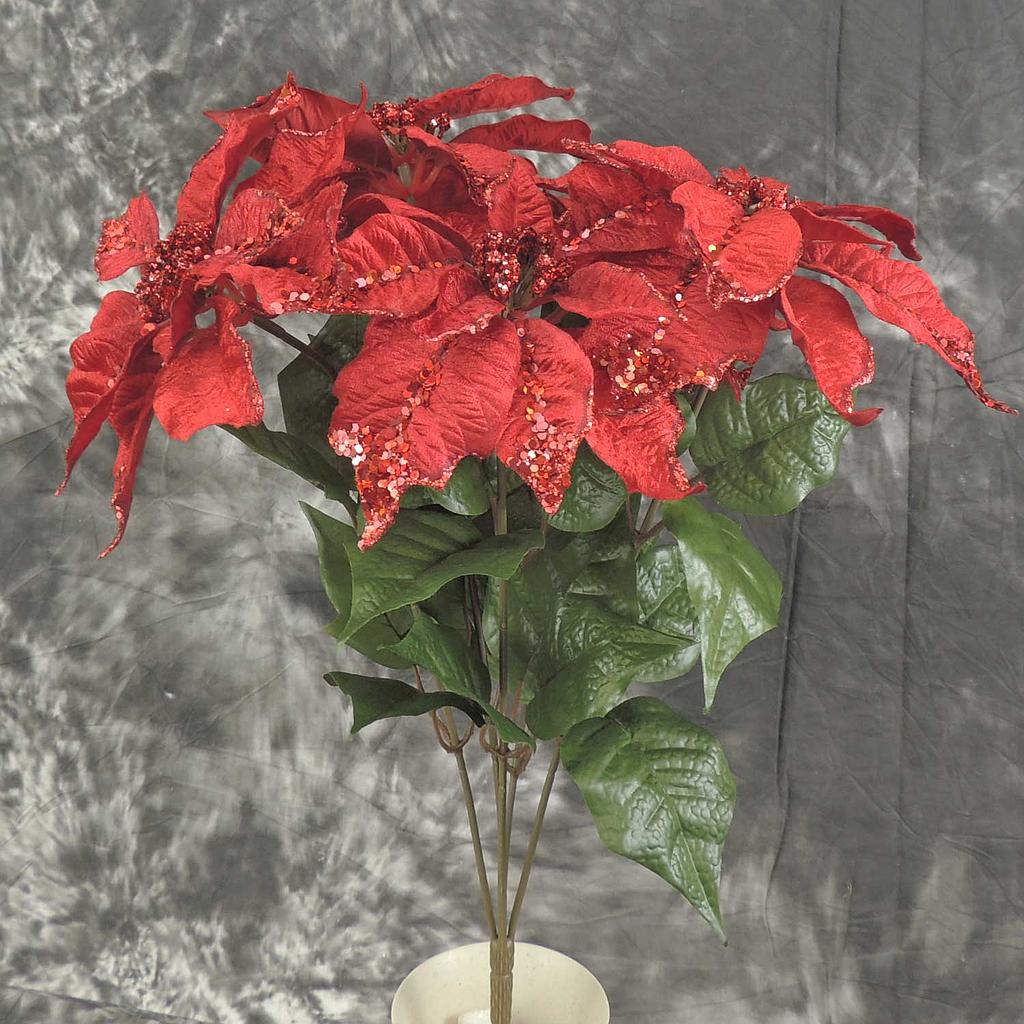 POINSETTIA BUSH X5 W/GLITTER