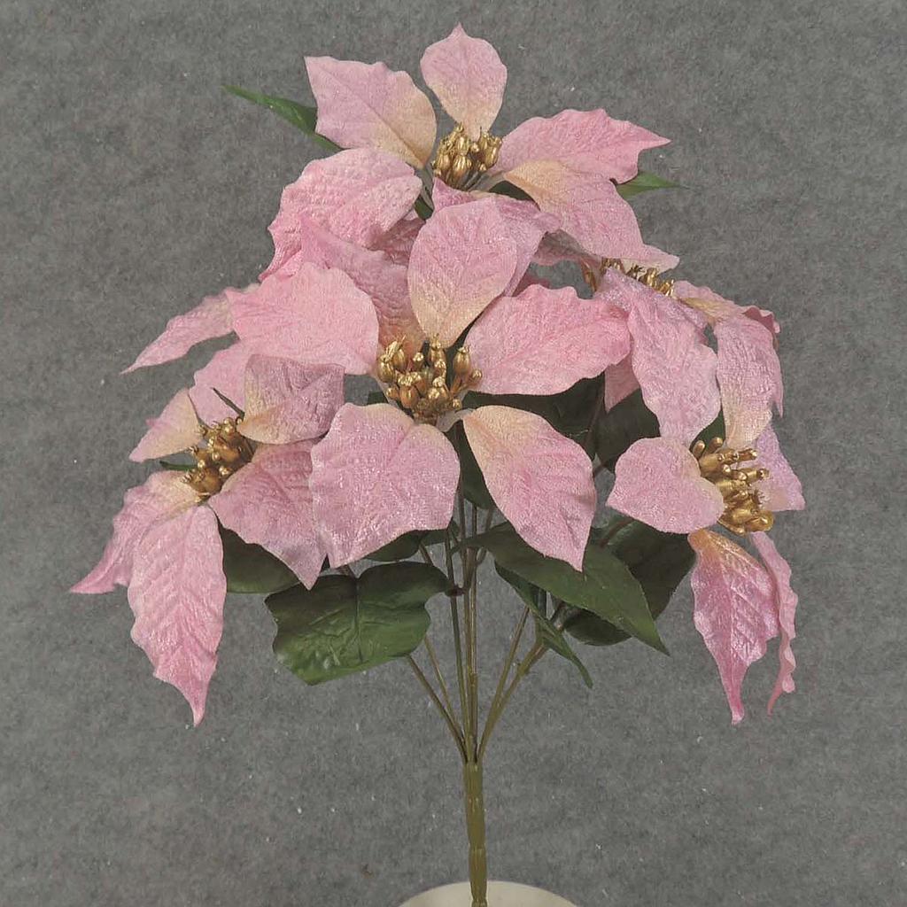 [XB7036-PNK] 17" POINSETTIA BUSH X7 PINK