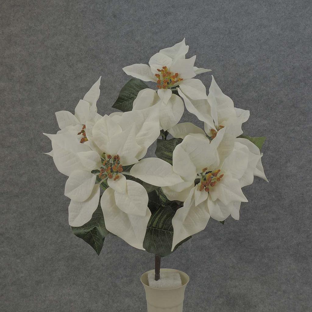 [XE5005-WHT] 20" POINSETTIA BUSH X5 WHITE