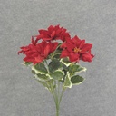 14" POINSETTIA VELVET BUSH X9 RED W/HOLLY LV