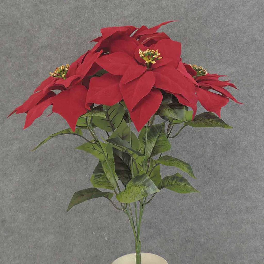 [XE6053] 19" POINSETTIA VELVET BUSH X5 RED