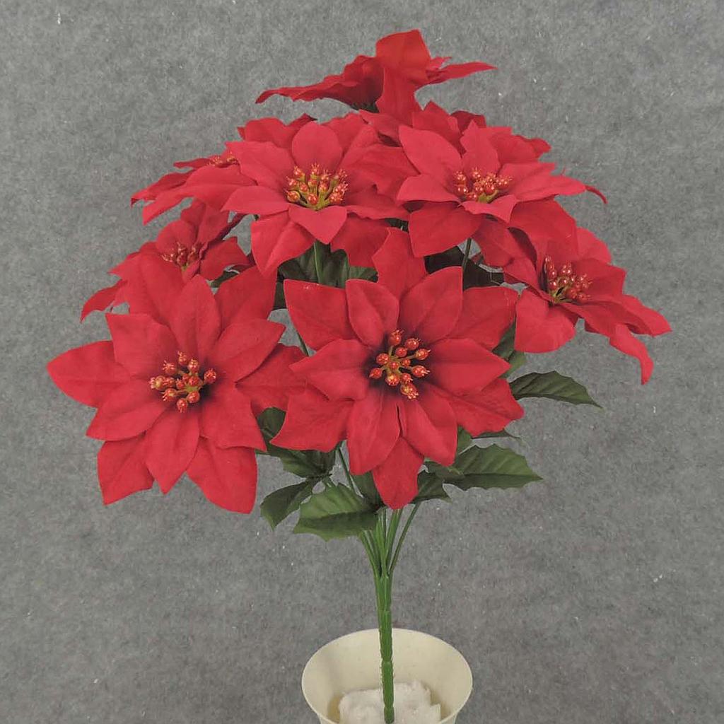 16" POINSETTIA BUSH VELVET X12