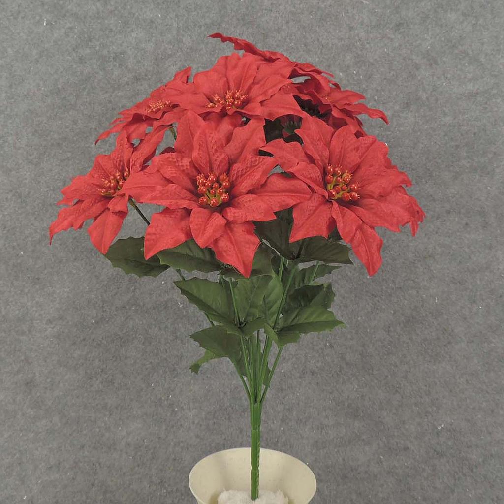 [XE7027-RED] 16" POINSETTIA BUSH X12