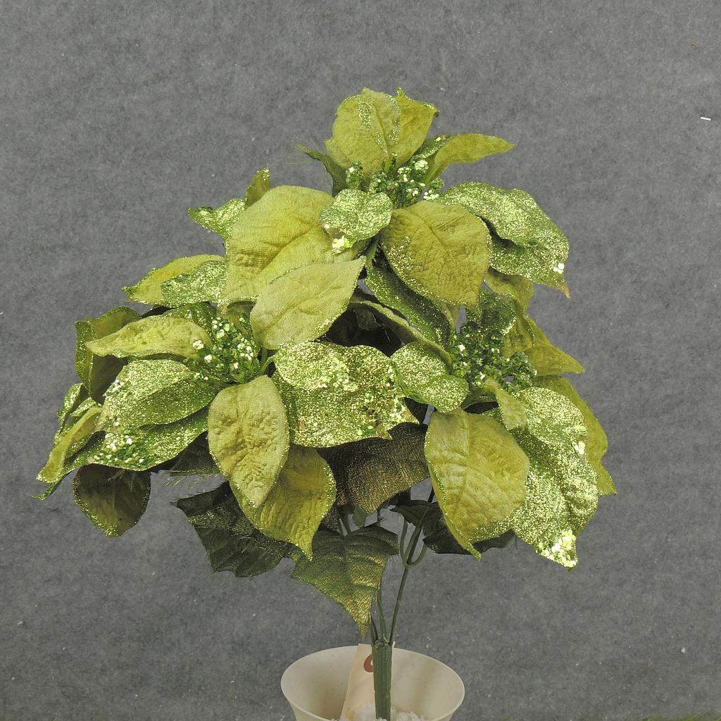 17" POINSETTIA VELVET/GLITR BUSH X5 GREEN