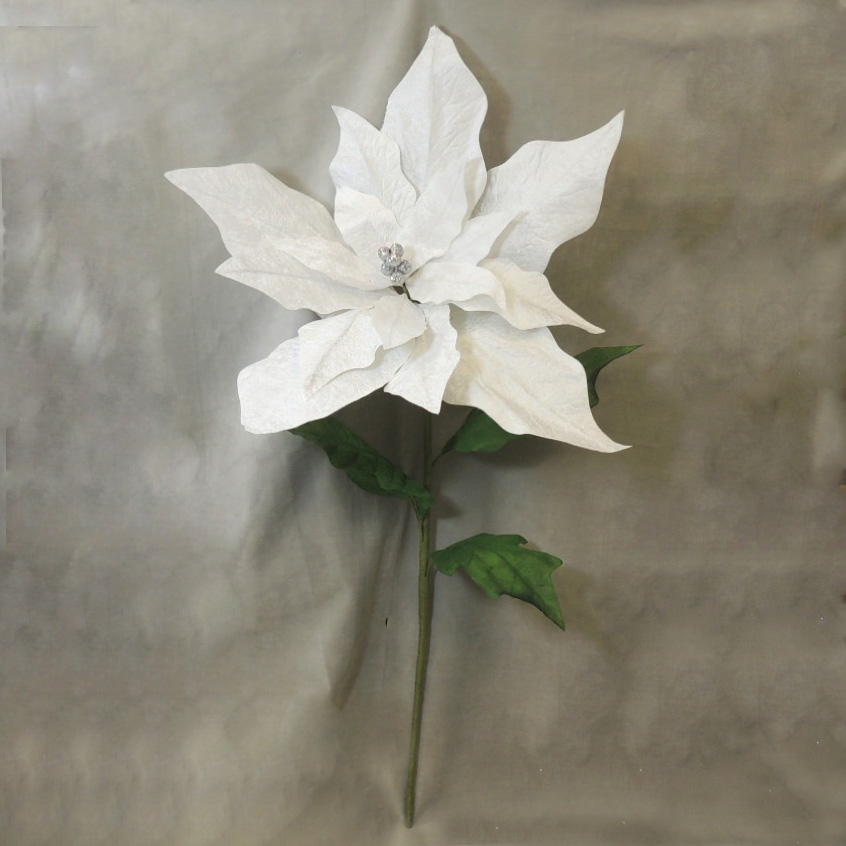 [XG304-WHT] 51" POINSETTIA DISPLAY STEM WHITE