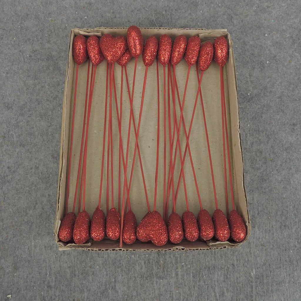 1.25" HEART PICK 8" PICK RED (24/BOX)