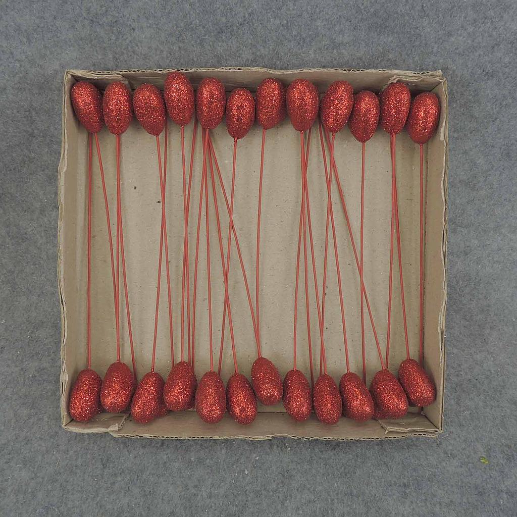 1.5" HEART PICK 8" PICK RED (24/BOX)