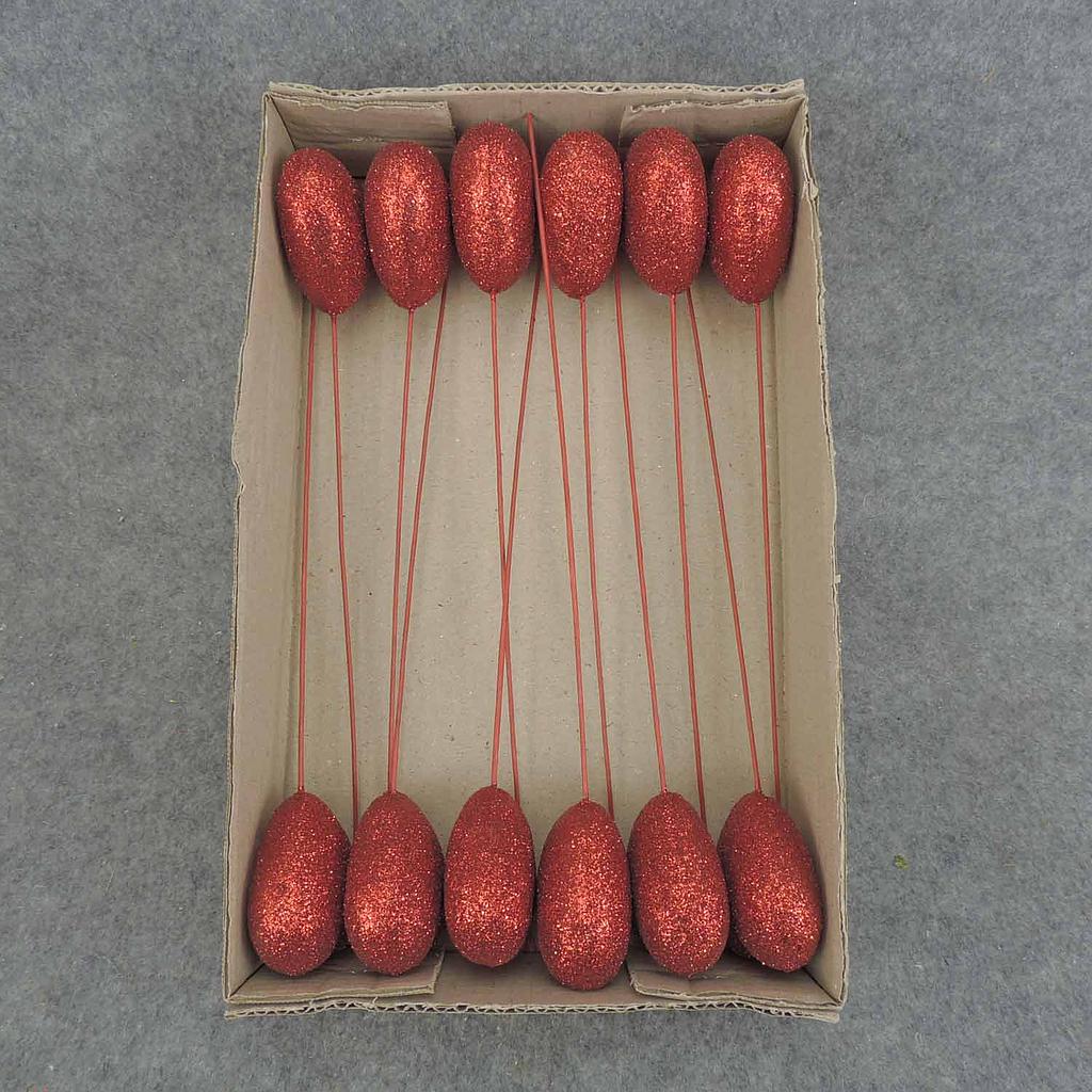 HEART PICK 2.5" 10" PICK RED (12/BOX)