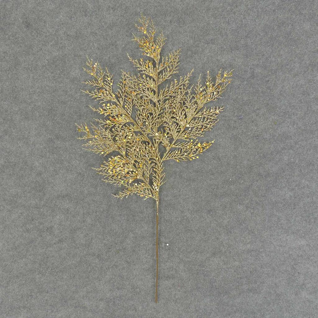 [XB6151-GLD] 21" CEDAR SPRAY X4 (4/BAG) GLITTER/GOLD