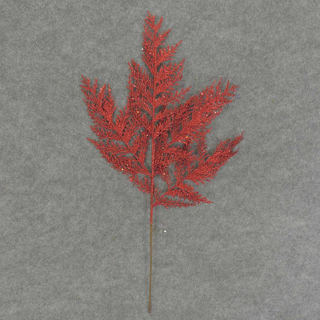 [XB6151-RED] 21" CEDAR SPRAY X4 (4/BAG) GLITTER/RED
