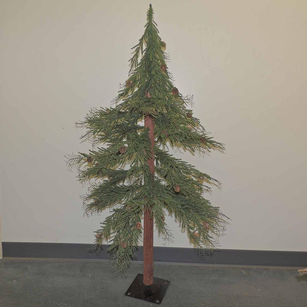 [XB6209] 50" TREE PINE PLASTIC W/CONES WOOD CENTER&BASE
