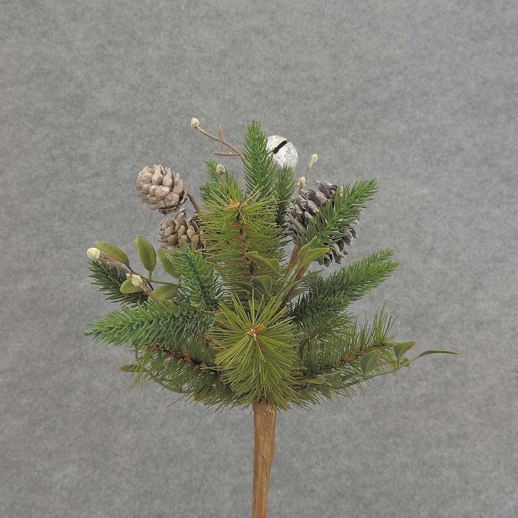 PINE PICK W/CONES/BELLS 12" WHITE