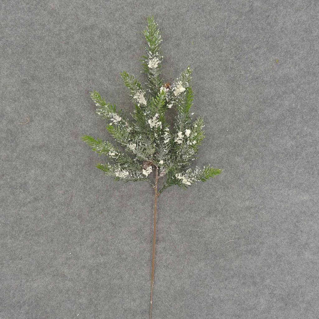 [XE6036] 20" HEMLOCK PINE SPRAY W/CONE FROST & ICE