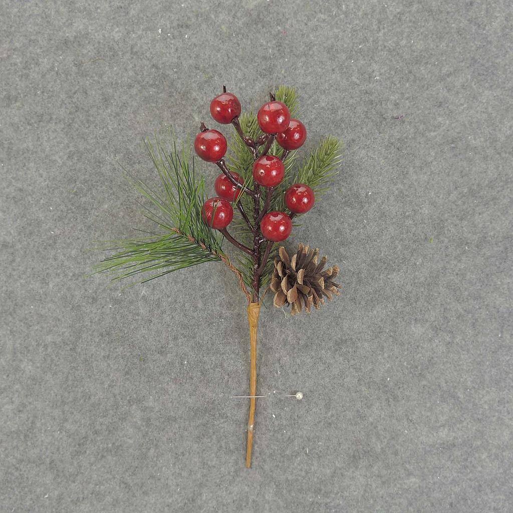 [XE7015] 11" PINE PICK W/BERRIES