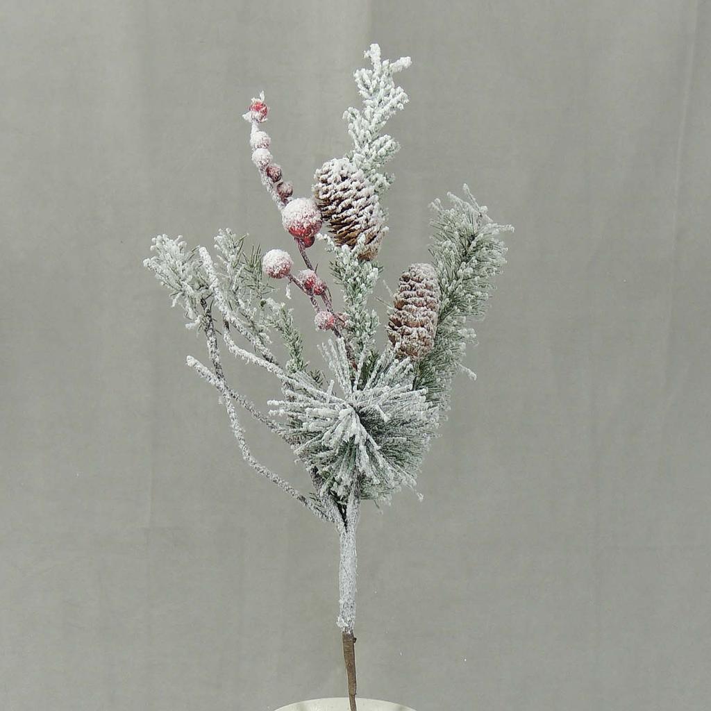 [XJ4115] 18" MIXED PINE SNOWY PICK W/BERRIES