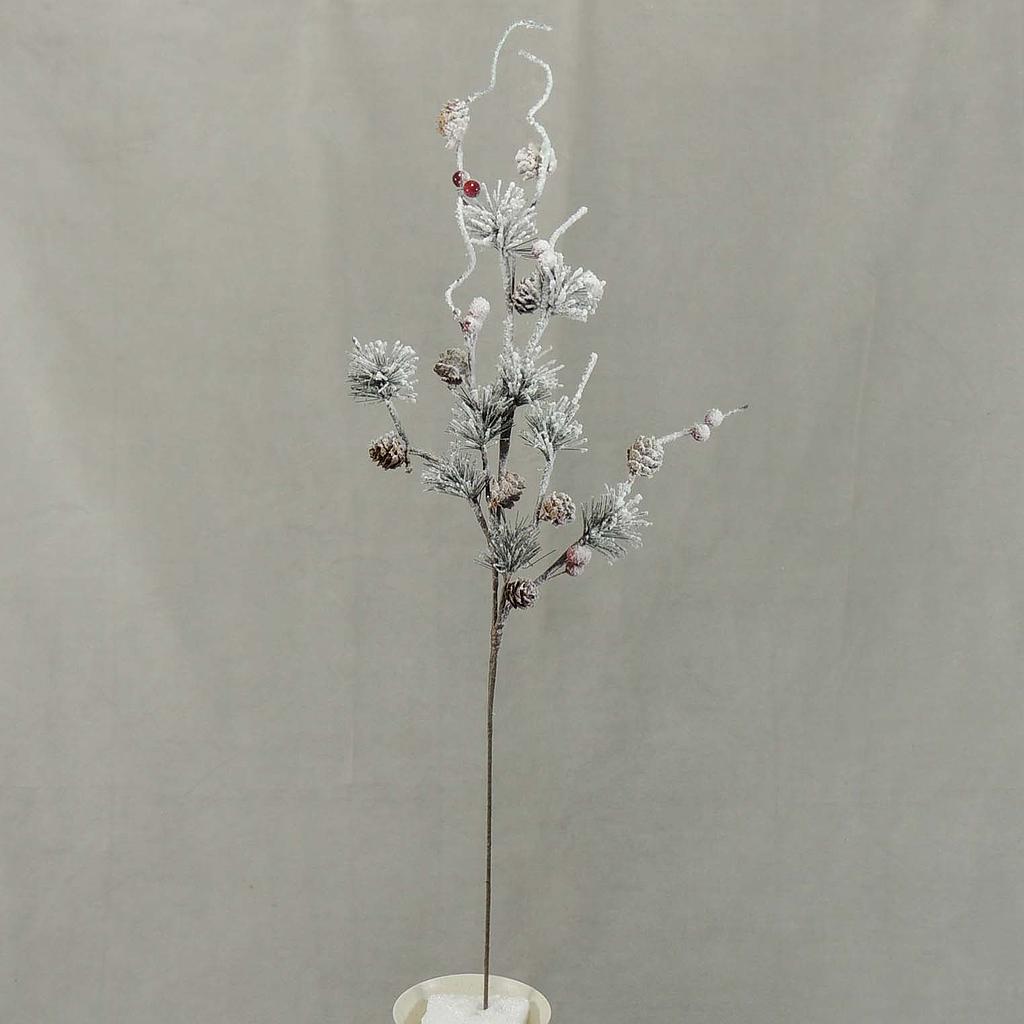 [XJ4118] 31.5" PINE SNOW SPRAY W/CONE & BERRY 31