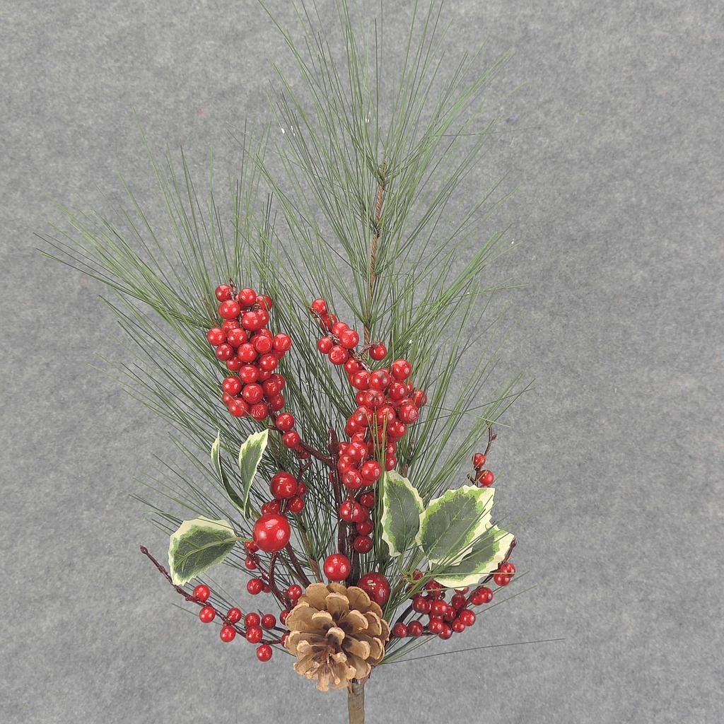 [XL6002] 23" PINE SPRAY w/BERRIES/HOLLY
