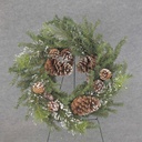 WREATH PINE w/SNOW/CONES 22"