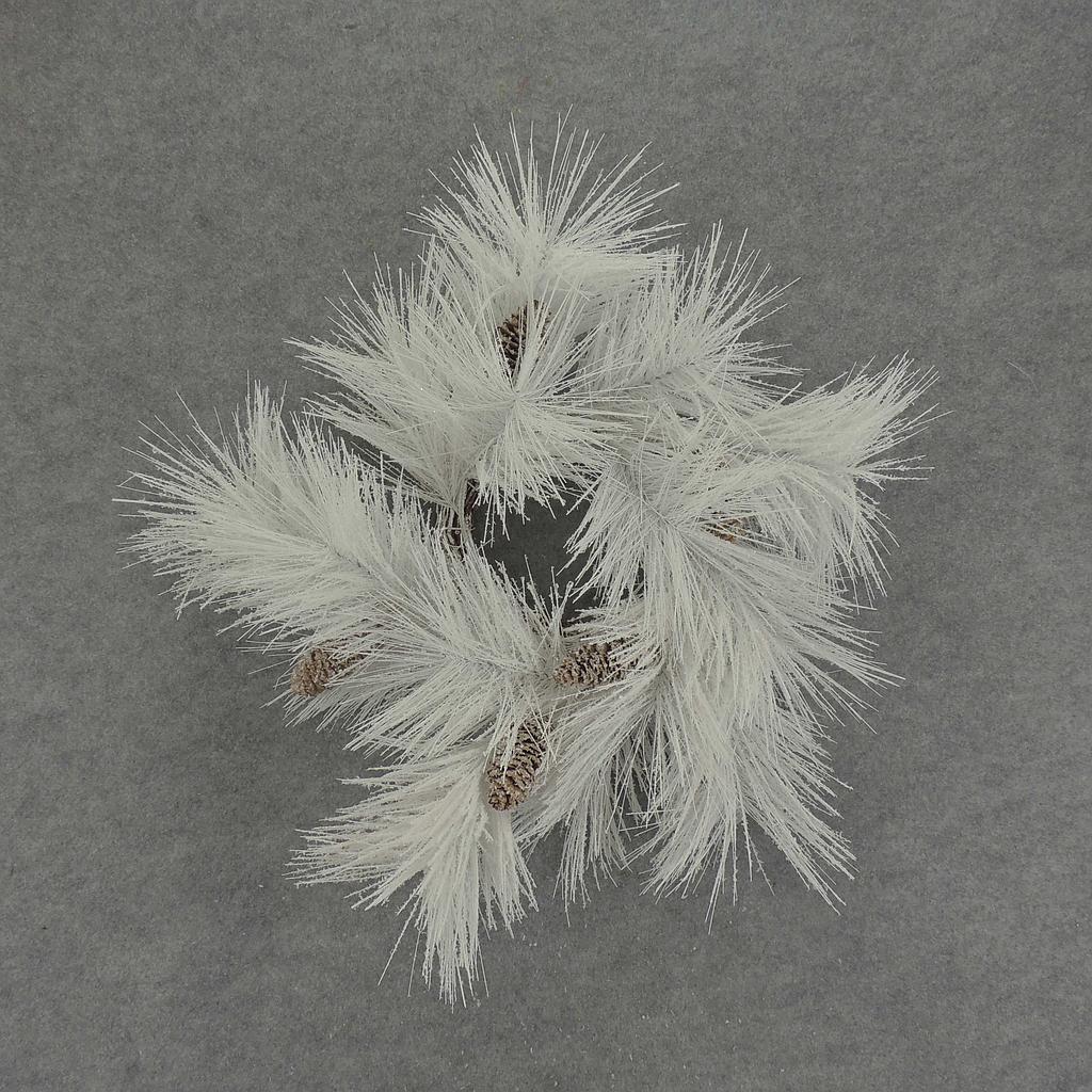 PINE WREATH 22" WHITE W/CONES