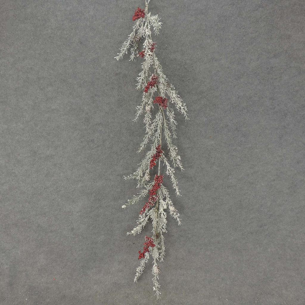 PINE GARLAND W/BERRY CLUSTERS W/SNOW 45"
