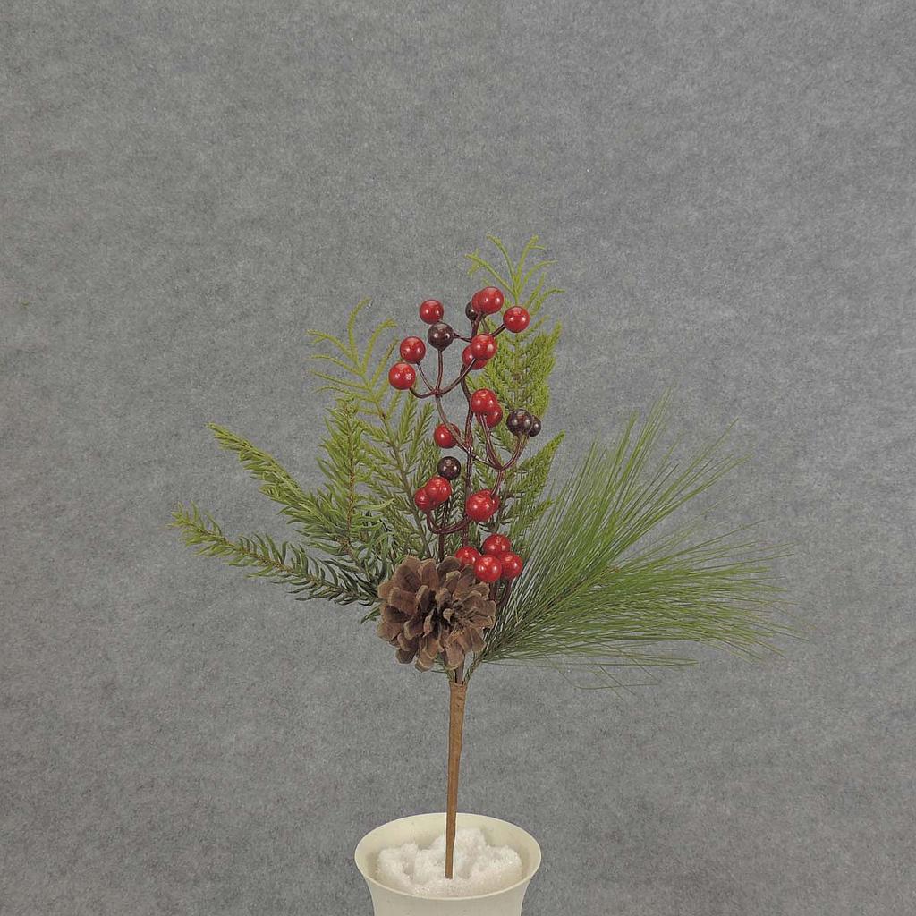 PINE SPRAY 16" W/ BERRY/CONES