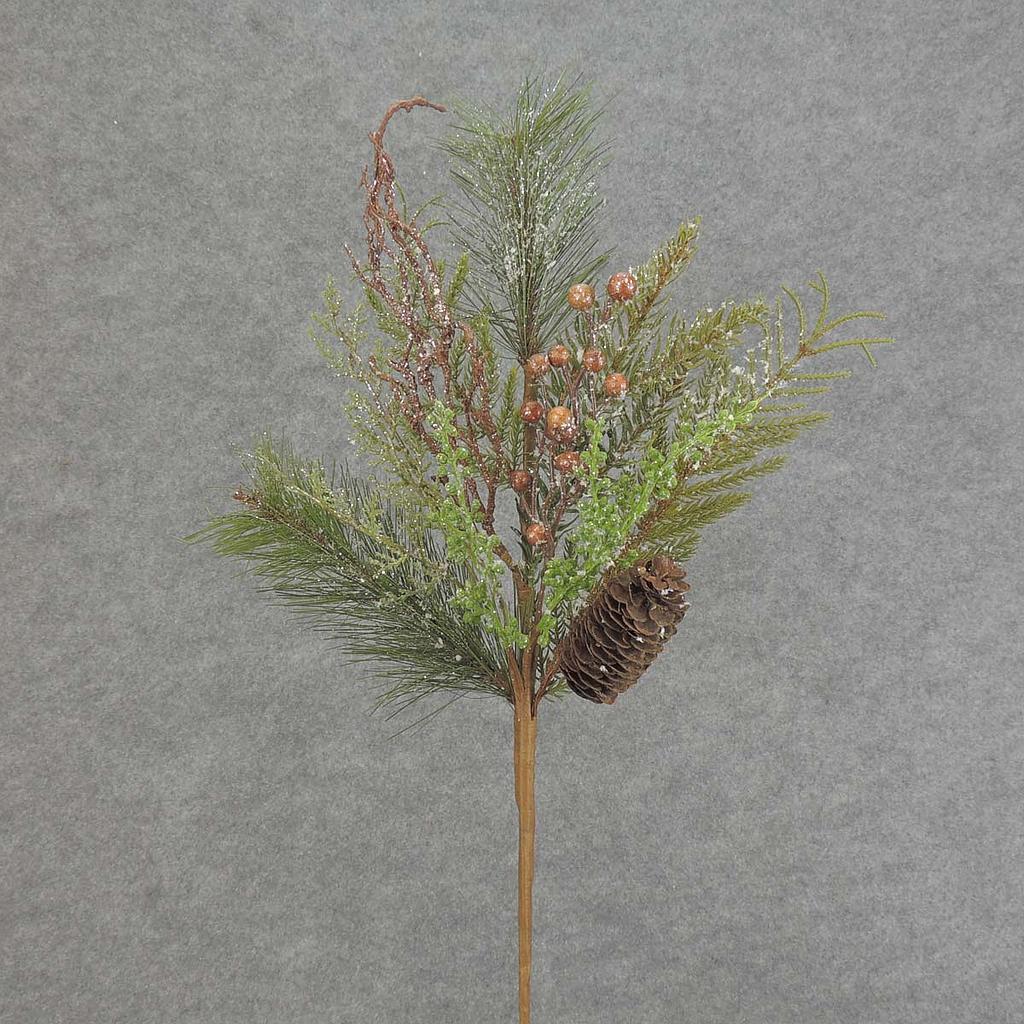 PINE SPRAY CONE/BERRY/GLIT 22"